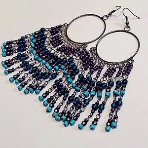 Handmade Vintage Beaded Hoop Earrings